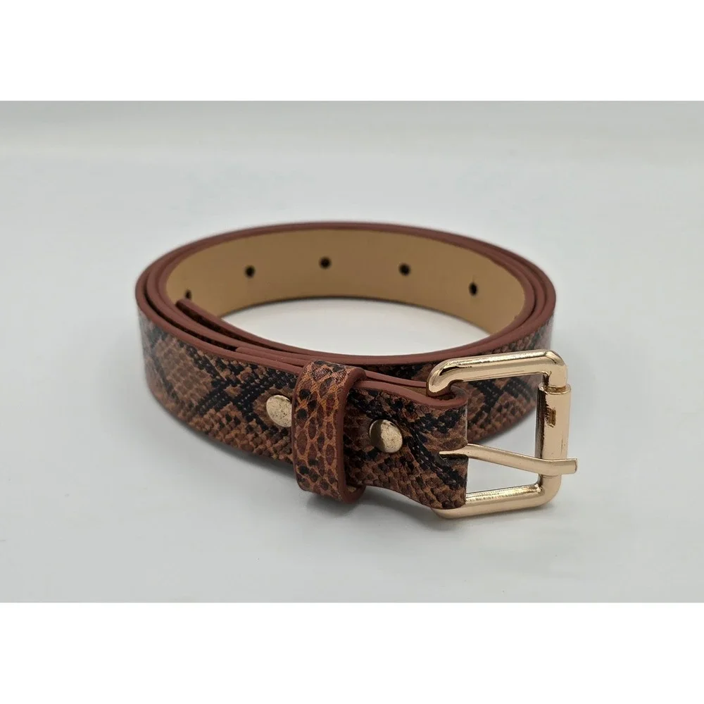 Snakeskin Embossed PU Leather Belt Women's 34